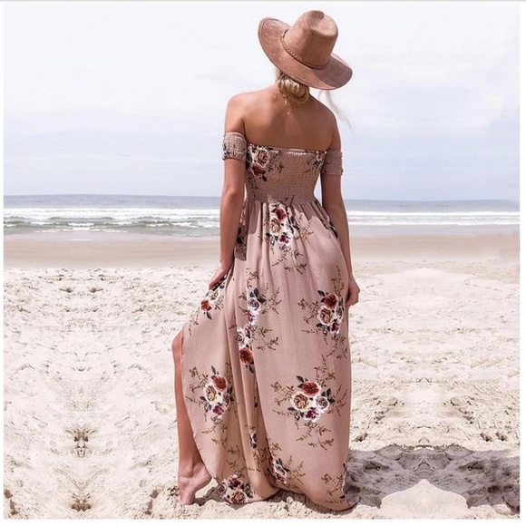 LAST ONE!! Floral Cold Shoulder Maxi Dress - Picture 3 of 7